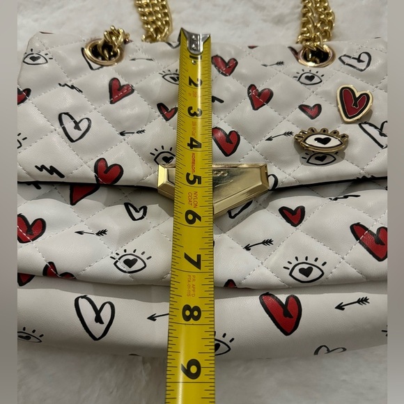 Aldo Caraglio Valentines Heart Print Chain Shoulder Quilted Crossbody Purse RARE - Picture 2 of 15